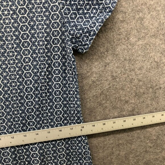 Cloth & Stone Chambray Shift Dress XS V-Neck Printed Blue Lyocell Short Sleeve - Picture 10 of 10